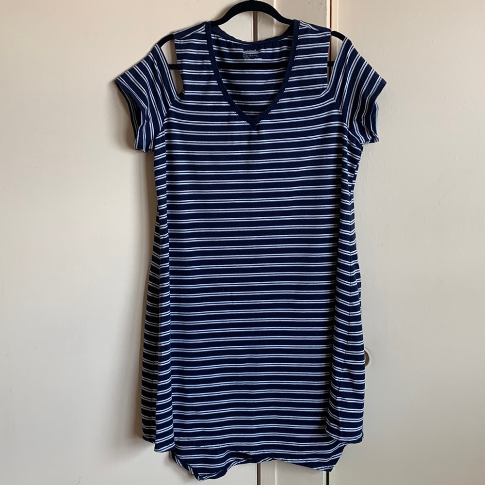 Blue and white dress